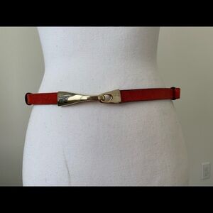 Elegant Red  with Gold Buckle Chico’s Belt